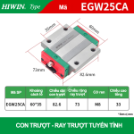 Con trượt vuông tiêu chuẩn EGW25CA (Bi trượt vuông Hiwin type)