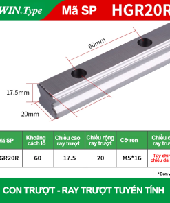 Ray trượt vuông tiêu chuẩn HGR20