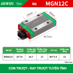 Con trượt vuông mini MGN12C (Bi trượt mini – Hiwin type)