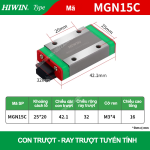 Con trượt vuông mini MGN15C (Bi trượt mini – Hiwin type)