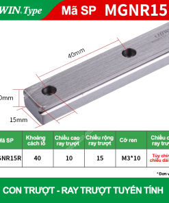 Rayn trượt vuông mini MGNR15R (Hiwin type)