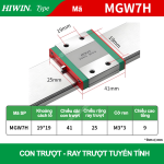 Con trượt vuông mini bản rộng thân dài MGW7H (Bi trượt vuông – Hiwin type)