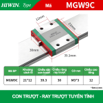 Con trượt vuông mini bản rộng MGW9C (Bi trượt vuông – Hiwin type)