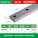 Ray trượt vuông mini ray rộng MGWR9R (Hiwin type)