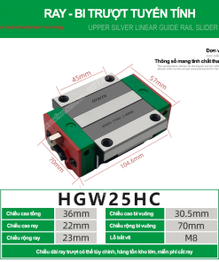 Con trượt vuông bản rộng HGW25HC (Bi trượt vuông - Hiwin type)