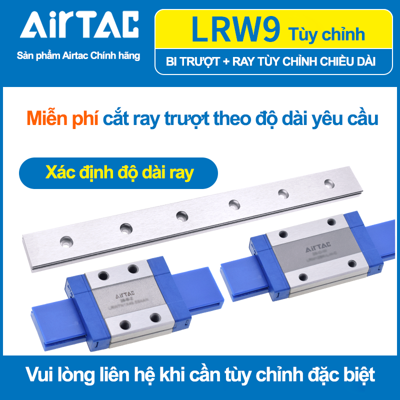 Con trượt vuông mini bản rộng thân dài LRW9BKNH ( MGW9C  )