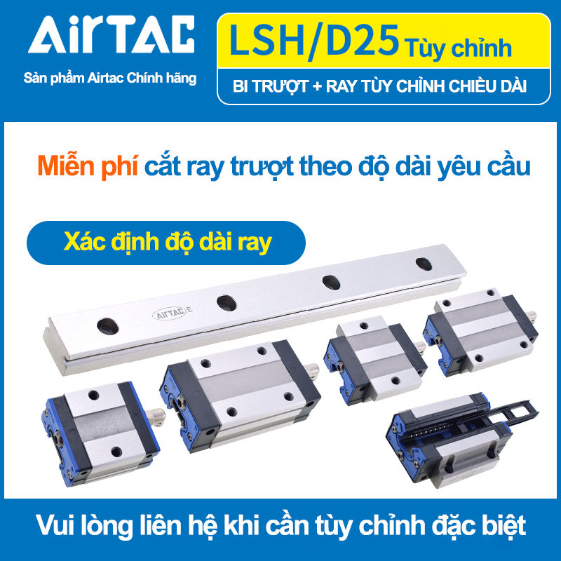 Con trượt vuông bản rộng tiêu chuẩn LSD25BK-F2N-N-E-M6 ( EGW25CB gá dưới )