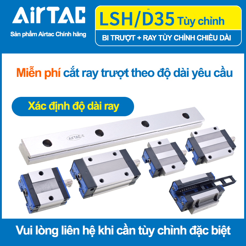 Con trượt vuông cao tải bản rộng thân dài LSH35BK-F2L-N-E-M6 ( HGW35CB gá dưới )