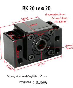 Gối đỡ trục vít me BK20