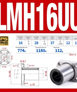 Con trượt tròn mặt bích Oval thân ngắn LMH16UU (Bi trượt tròn)