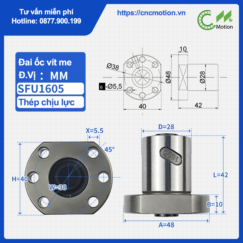Đai ốc vít me SFU1605