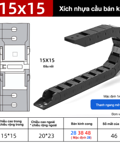 Xích nhựa cầu nắp hở XN15x15 NH ( Kích thước trong 15x15mm )