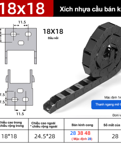 Xích nhựa cầu nắp kín XN18x18 NK ( Kích thước trong 18x18mm )
