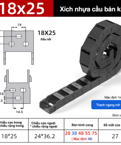 Xích nhựa cầu nắp kín XN18x25 NK ( Kích thước trong 18x25mm )
