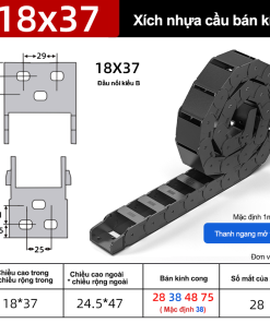 Xích nhựa cầu nắp kín XN18x37 B NK ( Kích thước trong 18x37mm )
