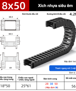 Xích nhựa cầu siêu êm (tĩnh âm) XN18x50 TA ( Kích thước trong 18x50mm )