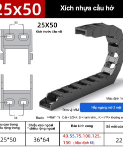 Xích nhựa cầu nắp hở XN25x50 NH (2) ( Kích thước trong 25x50mm )