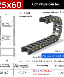 Xích nhựa cầu nắp hở XN25x60 CA ( Kích thước trong 25x60mm )