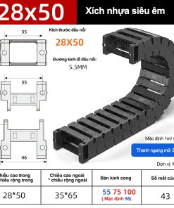 Xích nhựa cầu siêu êm (tĩnh âm) XN28x50 TA ( Kích thước trong 28x50mm )