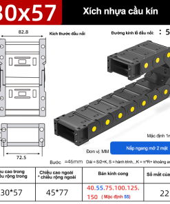 Xích nhựa cầu nắp kín XN30x57 CA NK ( Kích thước trong 30x57mm )