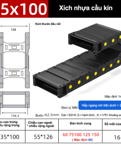 Xích nhựa cầu nắp kín XN35x100 CA NK ( Kích thước trong 35x100mm )