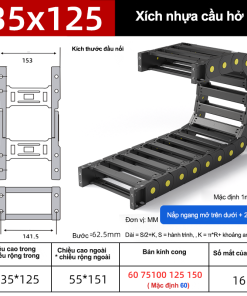 Xích nhựa cầu nắp hở XN35x125 CA NH ( Kích thước trong 35x125mm )