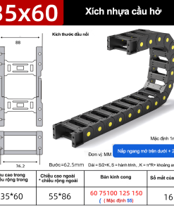 Xích nhựa cầu nắp hở XN35x60 CA NH ( Kích thước trong 35x60mm )