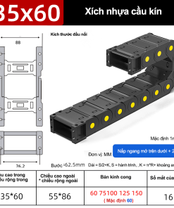 Xích nhựa cầu nắp kín XN35x75 CA NK ( Kích thước trong 35x75mm )