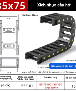 Xích nhựa cầu nắp hở XN35x75 CA NH ( Kích thước trong 35x75mm )