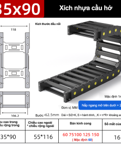 Xích nhựa cầu nắp hở XN35x90 CA NH ( Kích thước trong 35x90mm )