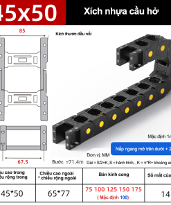 Xích nhựa cầu nắp hở XN45x50 CA NH ( Kích thước trong 45x50mm )