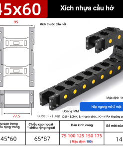 Xích nhựa cầu nắp hở XN45x60 CA NH ( Kích thước trong 45x60mm )