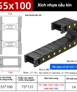 Xích nhựa cầu nắp kín XN55x100 CA NK ( Kích thước trong 55x100mm )