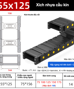 Xích nhựa cầu nắp kín XN55x125 CA NK ( Kích thước trong 55x125mm )