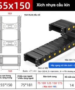 Xích nhựa cầu nắp kín XN55x150 CA NK ( Kích thước trong 55x150mm )