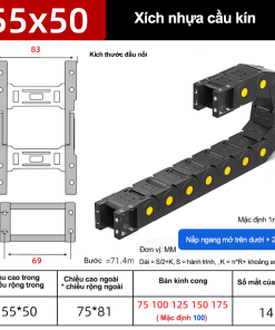Xích nhựa cầu nắp kín XN55x50 CA NK ( Kích thước trong 55x50mm )