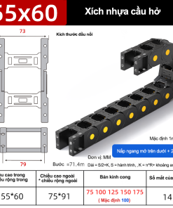 Xích nhựa cầu nắp hở XN55x60 CA NH ( Kích thước trong 55x60mm )