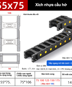 Xích nhựa cầu nắp hở XN55x75 CA NH ( Kích thước trong 55x75mm )