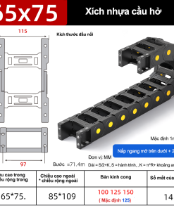 Xích nhựa cầu nắp hở XN65X75 CA NH ( Kích thước trong 65X75mm )