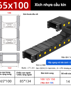Xích nhựa cầu nắp kín XN65x100 CA NK ( Kích thước trong 65x100mm )