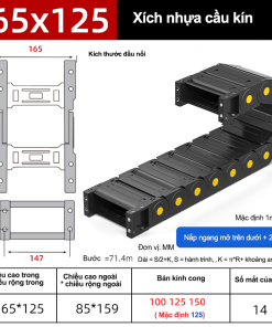 Xích nhựa cầu nắp kín XN65x125 CA NK ( Kích thước trong 65x125mm )