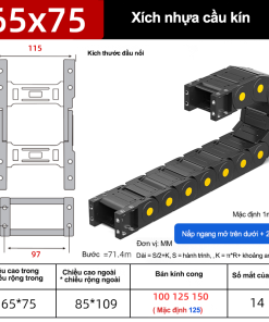 Xích nhựa cầu nắp kín XN65x75 CA NK ( Kích thước trong 65x75mm )