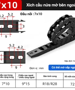 Xích nhựa cầu nắp hở XN7x7 NH ( Kích thước trong 7x7mm )