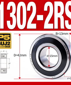 Vòng bi - bạc đạn tự lựa 1302-2RS  (Phớt cao su - 15*42*13 mm)