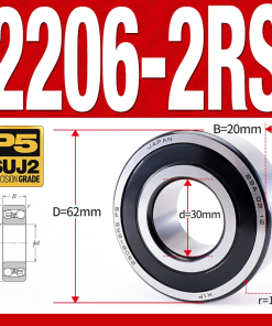 Vòng bi - bạc đạn tự lựa 2206-2RS  (Phớt cao su - 30*62*20 mm)