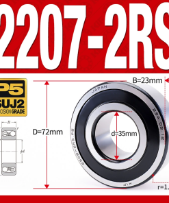 Vòng bi - bạc đạn tự lựa 2207-2RS  (Phớt cao su - 35*72*23 mm)