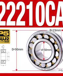 Vòng bi cà na tự lựa 2 dãy - bạc đạn cà na 22210CA/W33 (Có rãnh bôi trơn - lồng cách bi Đồng - kt 50*90*23 mm)