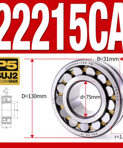 Vòng bi cà na tự lựa 2 dãy - bạc đạn cà na 22215CA/W33 (Có rãnh bôi trơn - lồng cách bi Đồng - kt 75*130*31 mm)