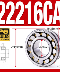 Vòng bi cà na tự lựa 2 dãy - bạc đạn cà na 22216CA/W33 (Có rãnh bôi trơn - lồng cách bi Đồng - kt 80*140*33 mm)