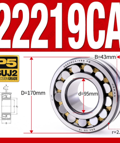 Vòng bi cà na tự lựa 2 dãy - bạc đạn cà na 22219CA/W33 (Có rãnh bôi trơn - lồng cách bi Đồng - kt 95*170*43 mm)